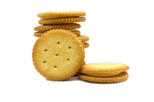 Biscuit Sandwich Cracker Cheese Flavoured Cream Butter Stack Crunchy Delicious — Stockfoto