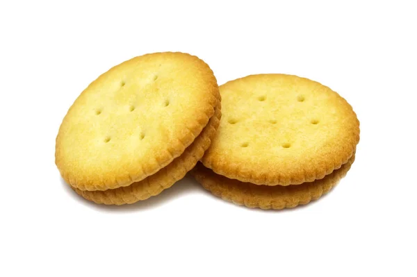 Biscuit Sandwich Cracker Käse Gewürzt Sahne Und Butter Stapelweise Knusprige — Stockfoto