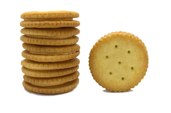 Biscuit Sandwich Cracker Käse Gewürzt Sahne Und Butter Stapelweise Knusprige — Stockfoto