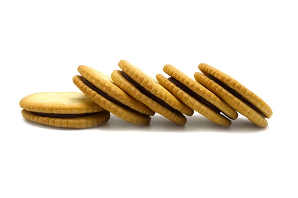 Biscotto Sandwich Cracker Cioccolato Aromatizzato Panna Burro Pila Croccante Delizioso — Foto Stock