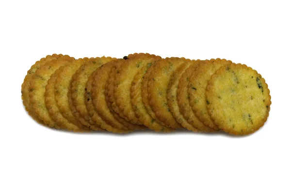 Biscoito Fino Sabor Alga Marinha Cracker Isolado Fundo Branco — Fotografia de Stock