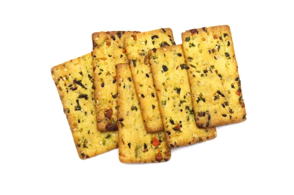 Biscoito Fino Com Vegetais Com Sabor Isolado Fundo Branco — Fotografia de Stock