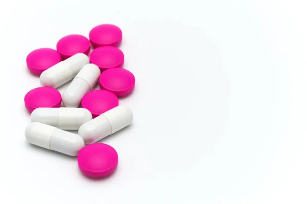 Prescrição Medicamentos Comprimidos Cápsulas Comprimidos Cores Diferentes Todos Misturados Fundo — Fotografia de Stock