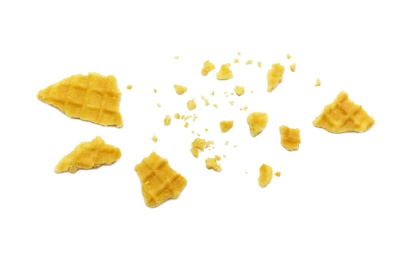 Crumbs Waffle Crisp Butter Flavor Biscuits Isolated White Background — Stock Photo, Image