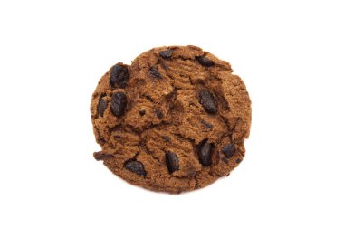 Çikolata parçalı kurabiyeler, çıtır çıtır lezzetli yemekler ve beyaz arka planda izole edilmiş faydalı bisküviler. Ev yapımı pasta.. 