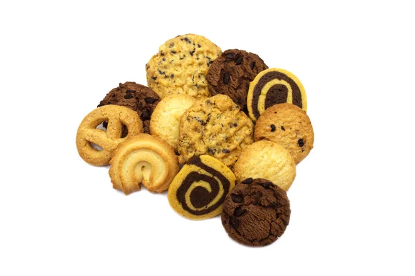 Group Assorted Cookies Chocolate Chip Oatmeal Raisin Danish Cookies Biscuits — Stock Photo, Image