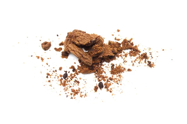 Biscoitos Chocolate Quebrados Isolados Fundo Branco — Fotografia de Stock