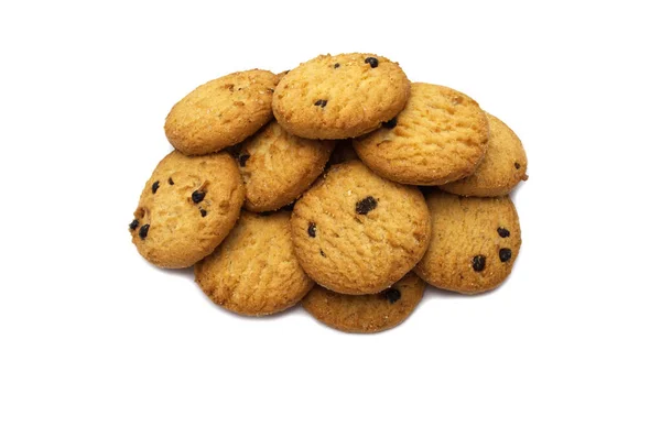 Choklad Chip Cookies Isolerade Vit Bakgrund Söta Kex Läckra Och — Stockfoto