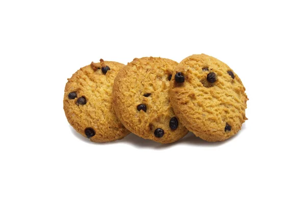 Choklad Chip Cookies Isolerade Vit Bakgrund Söta Kex Läckra Och — Stockfoto