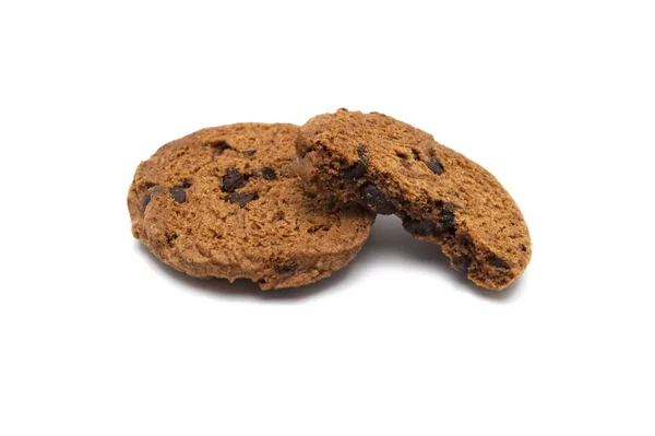 Chocolade Chip Koekjes Witte Achtergrond — Stockfoto