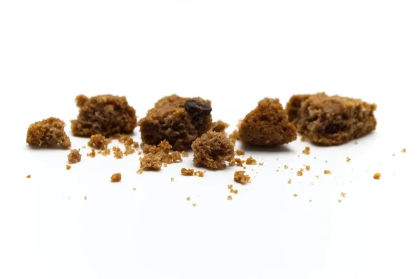 Biscuit Aromă Ciocolată Unele Fragmente Rupte Firimituri Masă Delicioasă Cookie — Fotografie, imagine de stoc