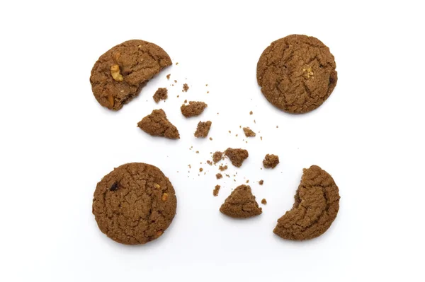 Cookies Chocolate Chip Flavored Some Broken Crumbs Crunchy Delicious Sweet — Stock Photo, Image