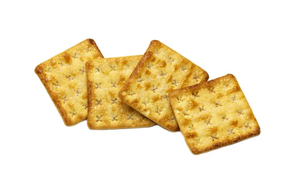 Quadratische Cracker Kekse Isoliert Auf Weißem Hintergrund Trockene Zwischenmahlzeit — Stockfoto