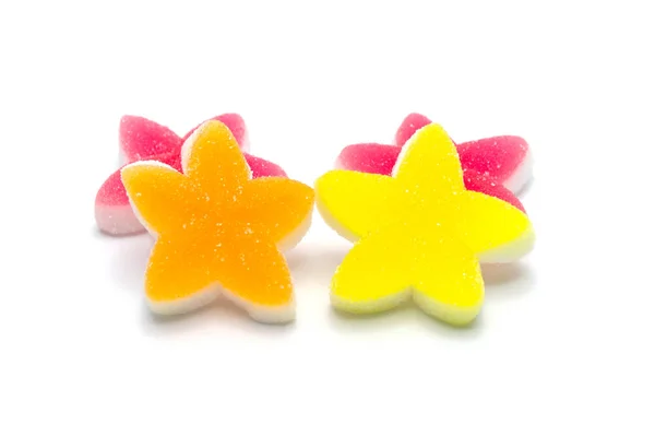 Gelatine Helle Gelees Bonbons Bunte Star Design Bonbons Gummibärchen Zuckersüß — Stockfoto