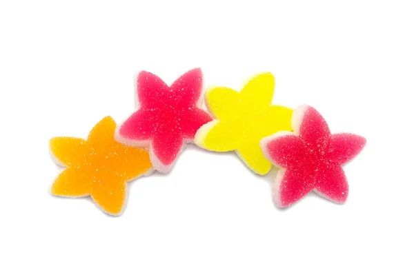 Gelatine Helle Gelees Bonbons Bunte Star Design Bonbons Gummibärchen Zuckersüß — Stockfoto