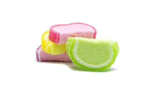 明胶果冻色彩艳丽的糖果西瓜设计 背景为白色 — 图库照片