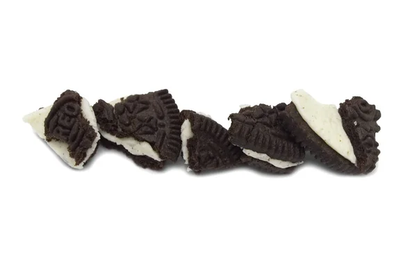 Oreo Keksz Elszigetelt Fehér Alapon Egy Szendvics Csokis Süti Édes — Stock Fotó