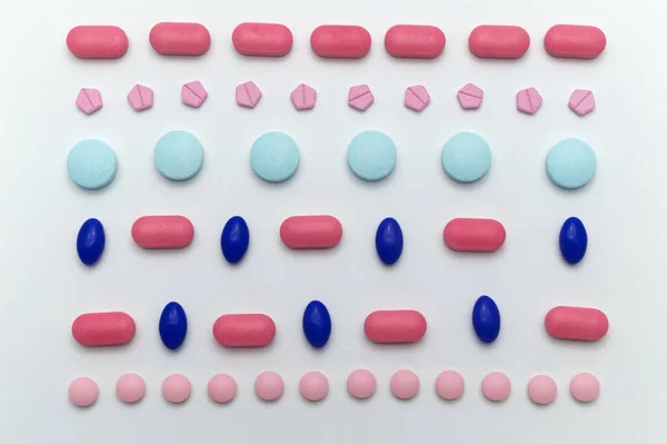 Различные Красочные Рецептурные Лекарства Таблетки Таблетки Таблетки Добавки Лечения Здравоохранения — стоковое фото