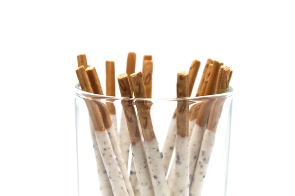 Palito Biscoito Chocolate Revestido Com Confeitaria Sabor Leite Biscoitos Esmagados — Fotografia de Stock