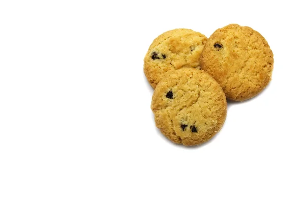 Galletas Pasas Sabor Galleta Aislado Sobre Fondo Blanco Copiar Espacio — Foto de Stock