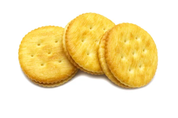 Biskuit Cracker Sandwich Keju Rasa Krim Dan Mentega Setumpuk Makanan — Stok Foto