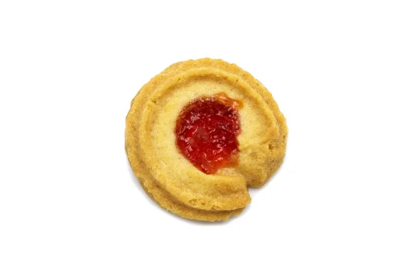 Butter Cookie Strawberry Jam Topping Sweet Flavored Biscuit Cracker Homemade — Stock Photo, Image