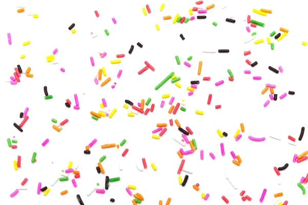 Colorful Sprinkles Sugar Decoration Topping Cake Bakery White Background — Stock Photo, Image