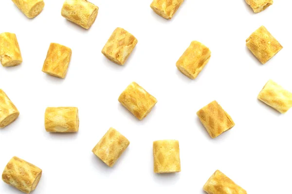 Keksrollen Füllung Mit Sahnegeschmack Isoliert Auf Weißem Hintergrund — Stockfoto