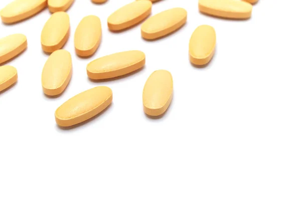 Group Vitamin Pills White Background Copy Space Protection Coronavirus Covid — Stock Photo, Image