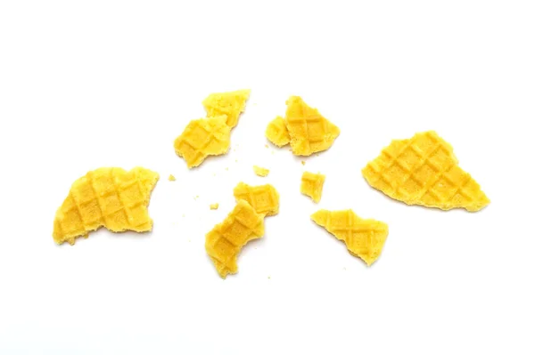 Krümel Von Waffel Knusprigen Buttergeschmack Kekse Isoliert Auf Weißem Hintergrund — Stockfoto