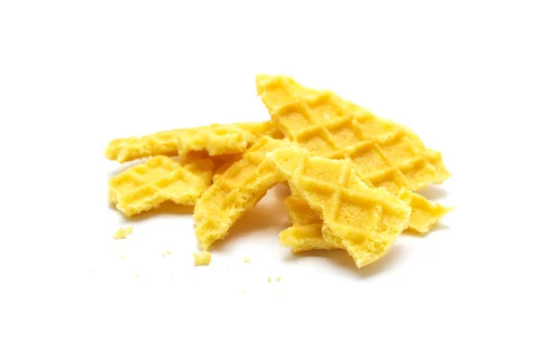 Briciole Waffle Croccante Biscotti Sapore Burro Isolato Sfondo Bianco — Foto Stock