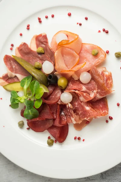 Meat plate of cold appetizers — Stock Photo, Image