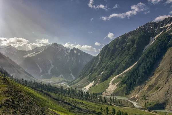 Morgon Visa Hög Himalayas Berg Zozila Pass Ligger Mer Elva — Stockfoto