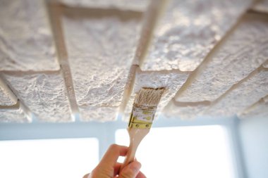 beyaz boya ile boyanmış alçı dekoratif tuğla