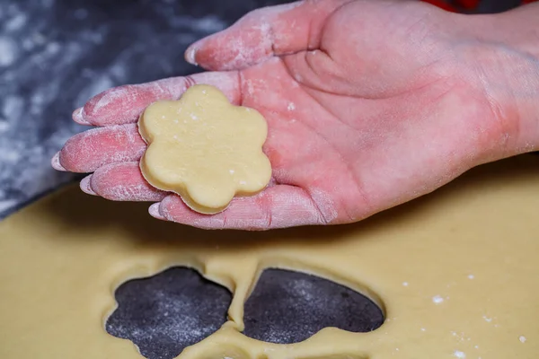 Főzés Házi Készítésű Finom Cookie Különböző Számok Tésztából — Stock Fotó