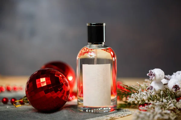 Zapach Nowego Roku Butelka Perfum — Zdjęcie stockowe