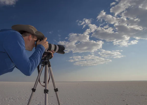 Fotograf Fotografering Sjön Tuz Turkiet — Stockfoto