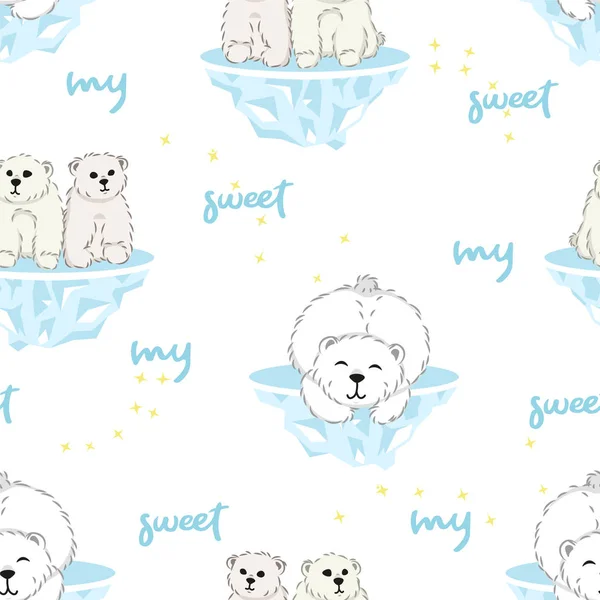귀여운 동물들 현수막 인쇄등을 삽화들 털없는 북극곰들 — 스톡 벡터