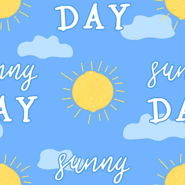 Cartoon Hand Drawing Lemon Sun Day Sky Background Handwritten Sign — Stock Vector