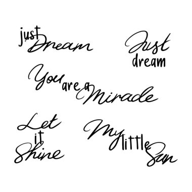 Kaligrafi el yazısıyla yazılmış sevimli harf şablonu, düzenlenebilir vektör illüstrasyonu