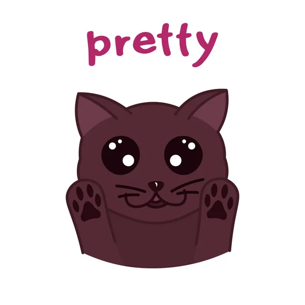 Kawaii Doodle Cat Cute Domestic Animal Lovely Cartoon Drawing Pet — 스톡 벡터