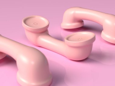3d rendering pink telephone technology 