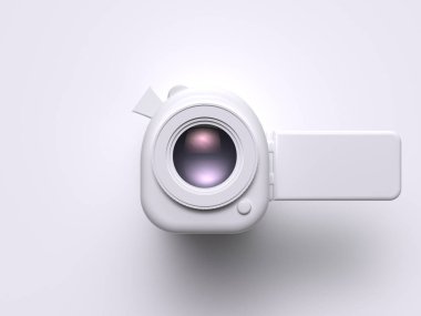 3d render white video camera technology filming concept