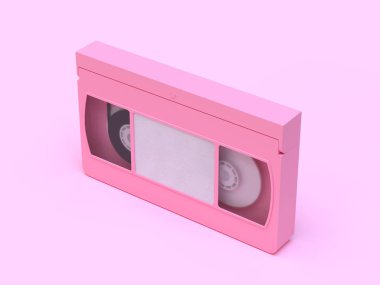 pink video tape cassette 3d rendering minimal style