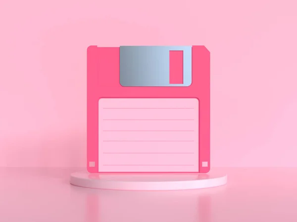 Roze Scene Rendering Oude Diskette Floppy — Stockfoto