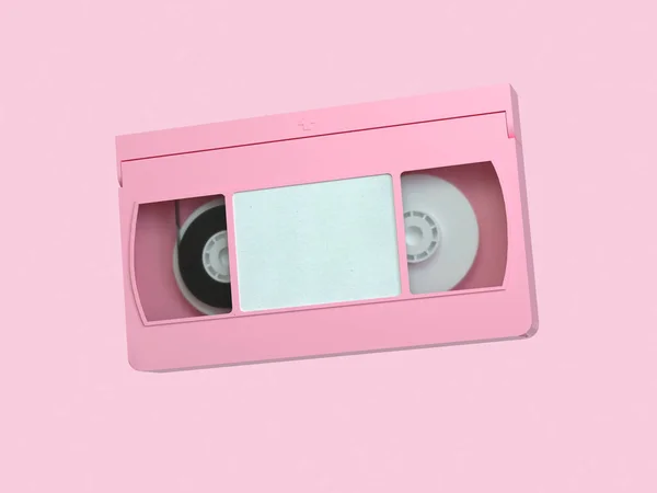 Pink Video Tape Cassette Rendering Minimal Style — Stock Photo, Image