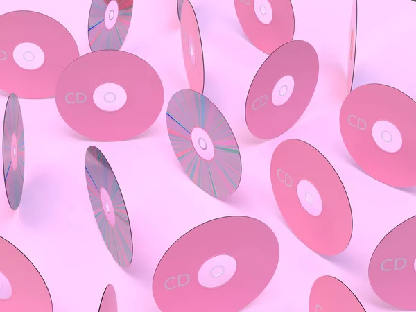 Różowa Scena Renderowanie Dvd Okrągły Komputer Dysku — Zdjęcie stockowe
