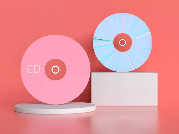 Pink Scene Rendering Dvd Circle Disk Computer — 스톡 사진