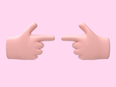 karikatür el soyut şarkı / sembol pembe arkaplan 3D görüntüleme