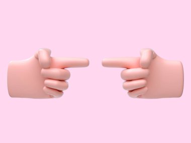 karikatür el soyut şarkı / sembol pembe arkaplan 3D görüntüleme